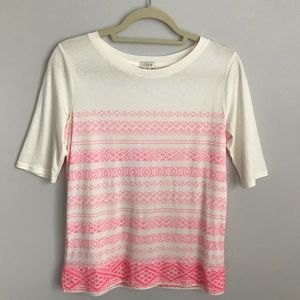 J.Crew Factory Pink Embroidered Stripe Top Sz XS